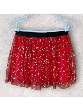 5/$25 ⭐️ Holiday Time Christmas Tutu Skirt Girls XL 14 16 Metallic Stars Red